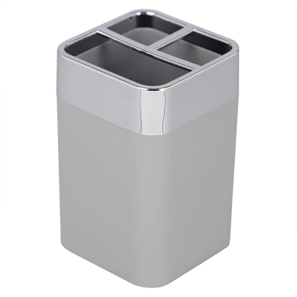 Home Basics 3-Section ABS Plastic Toothbrush Holder - Grey Vanity Storage
