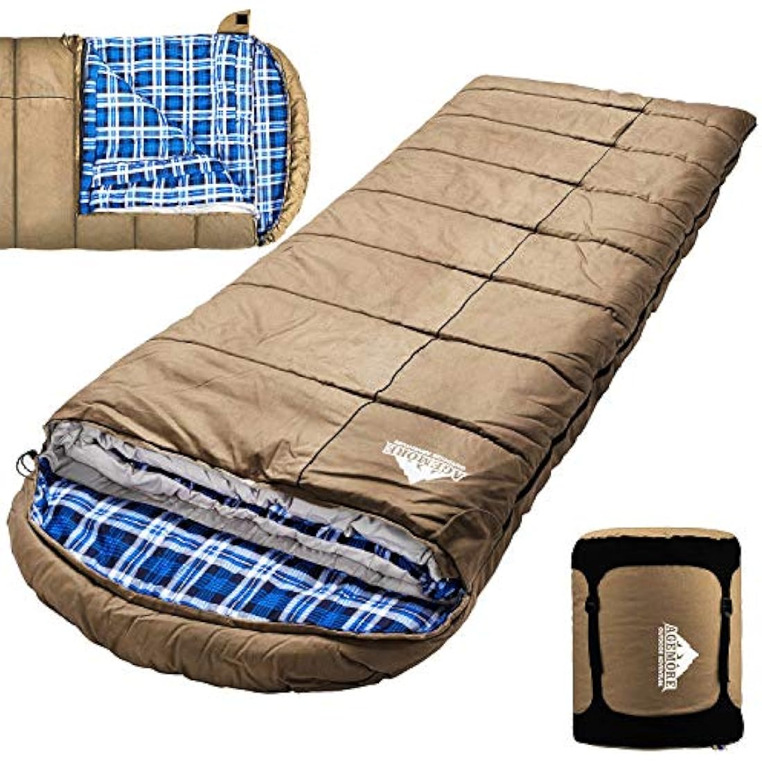 MCOTA Canvas Winter Sleeping Bag | 0 Degree Flannel Lined Big and Tall