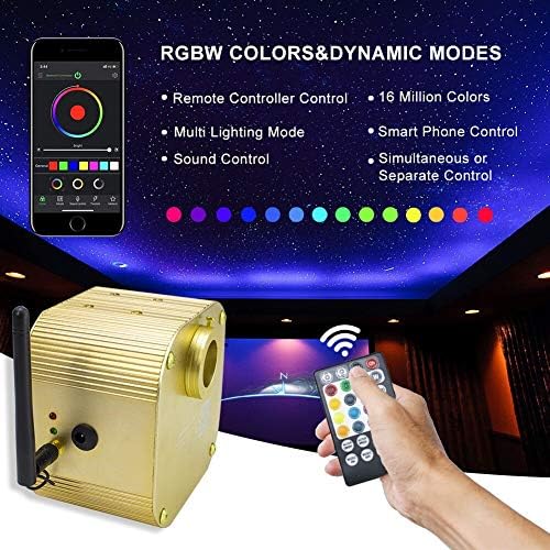 Kingmaled 16W RGBW Fiber Optic Star Ceiling Light Kit with App Control