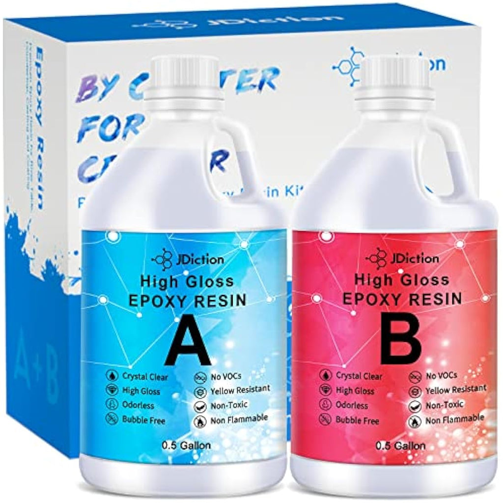 JDiction Clear Epoxy Resin - 1 Gallon UV Resistant Casting & Coating Kit