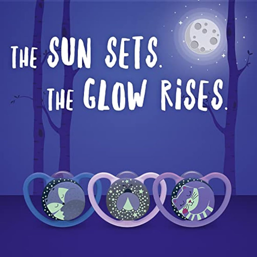 NUK Space Night Glow-in-The-Dark Baby Soothers, 6-18 Months, 2 Pack