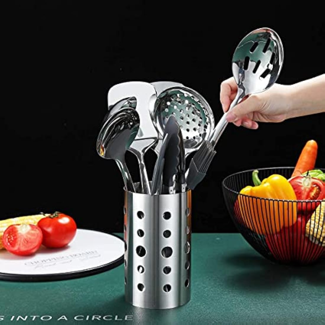 Berglander 13-Piece Stainless Steel Kitchen Utensils Set with Holder