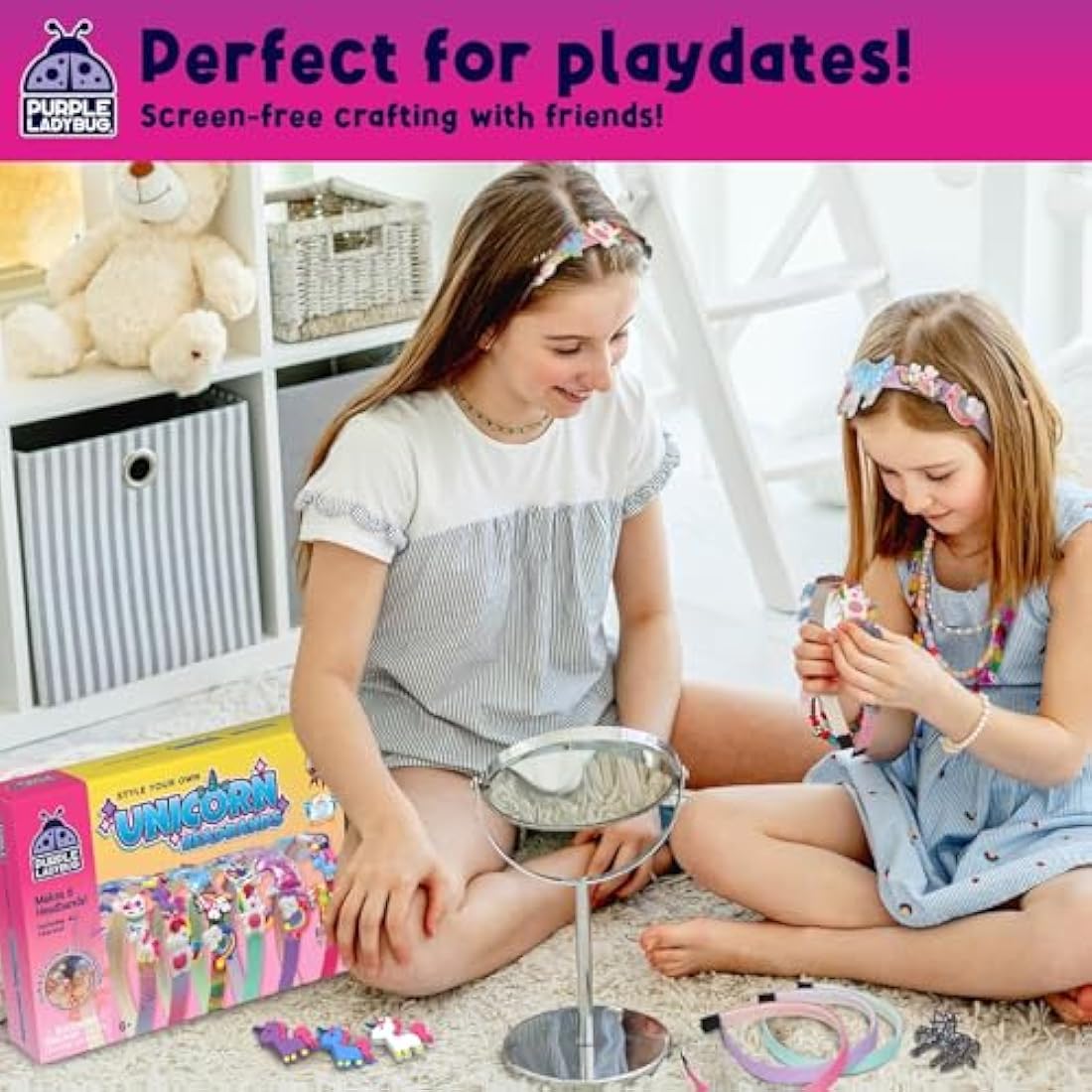 Purple Ladybug DIY Unicorn Headband Kit - Arts and Crafts for Girls