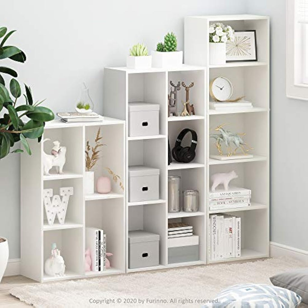 Furinno Luder 5-Cube Reversible Open Shelf - White Storage Bookshelf