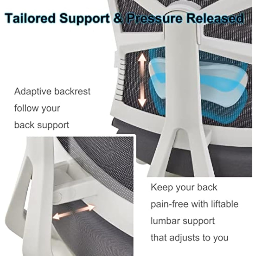 HOLLUDLE Ergonomic Office Chair – High Back Mesh Desk Chair with 4D Armrests