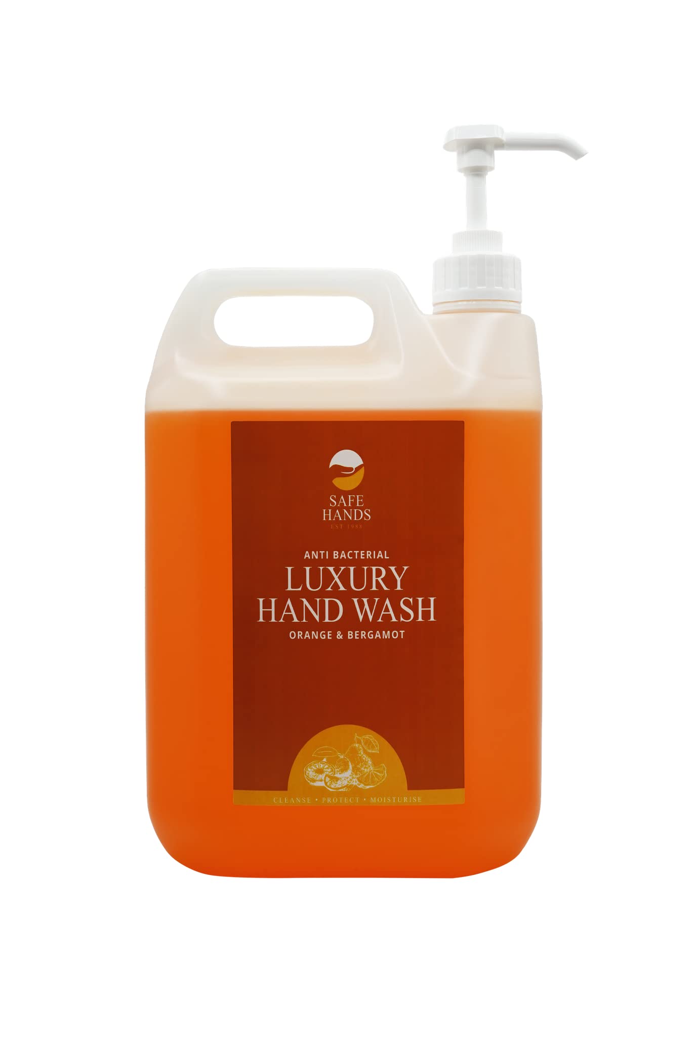 Safe Hands Anti-Bacterial Hand Wash – Orange & Bergamot – 5 Litre Refill