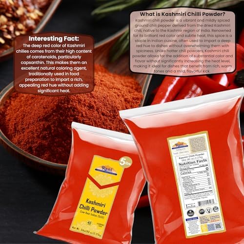 Rani Kashmiri Chilli Powder (Deggi Mirch) Low Heat Indian Spice - 5lbs Bulk