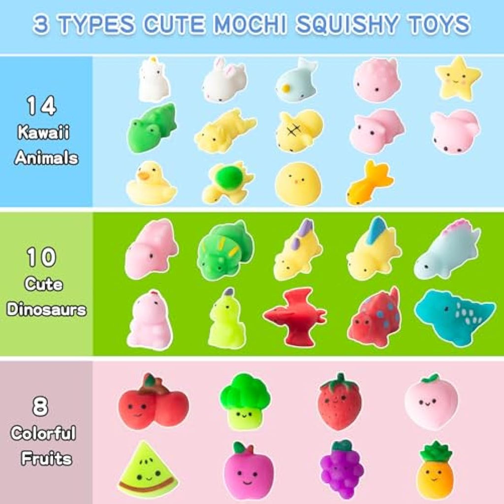 Jolof Store 32Pcs Mochi Squishy Toys – Animal & Dinosaur Fidget Pack
