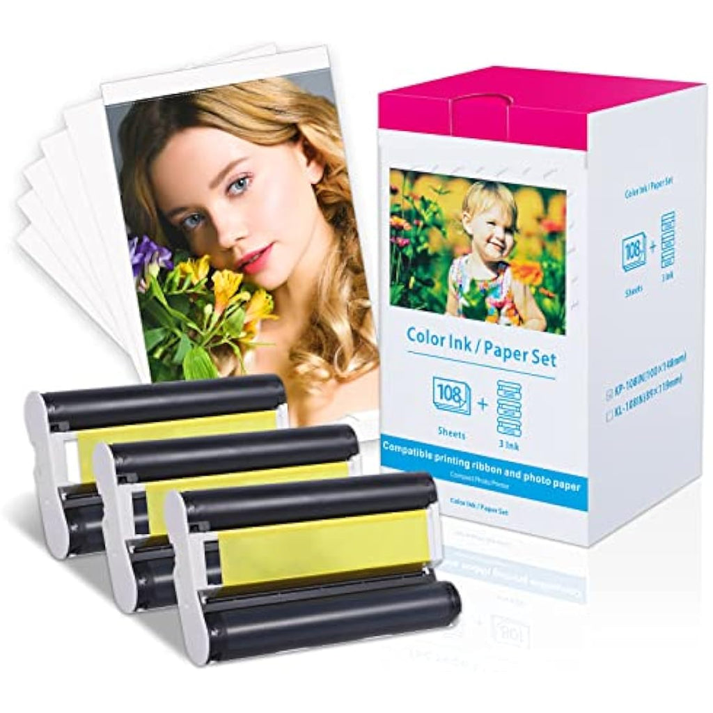 KP-108IN Ink and Photo Paper for Canon Selphy CP1500 CP1300 | 108 Sheets