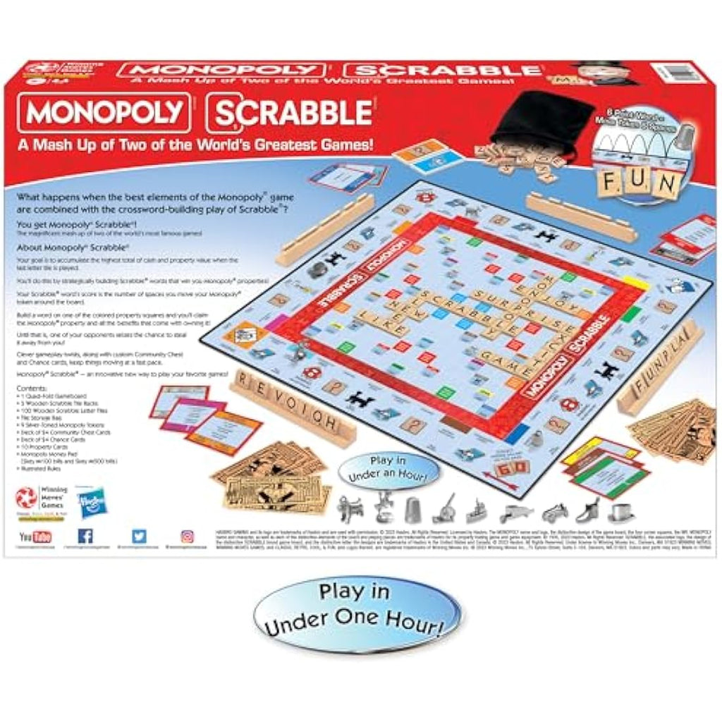 Monopoly Scrabble Mashup Board Game – Fast-Play Strategy Word Game