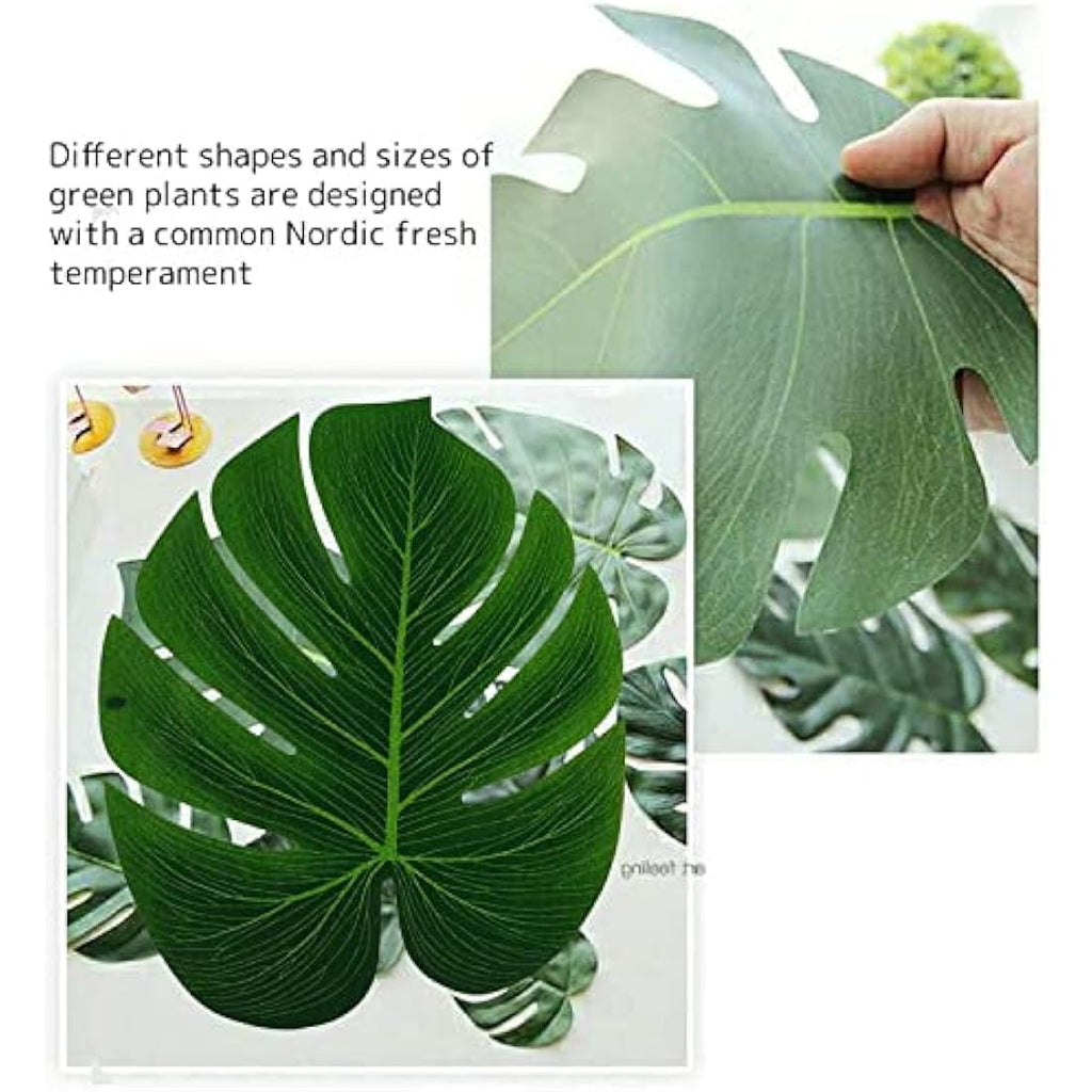 Jolof Store 96pcs Artificial Tropical Leaves – Faux Monstera & Palm Stems