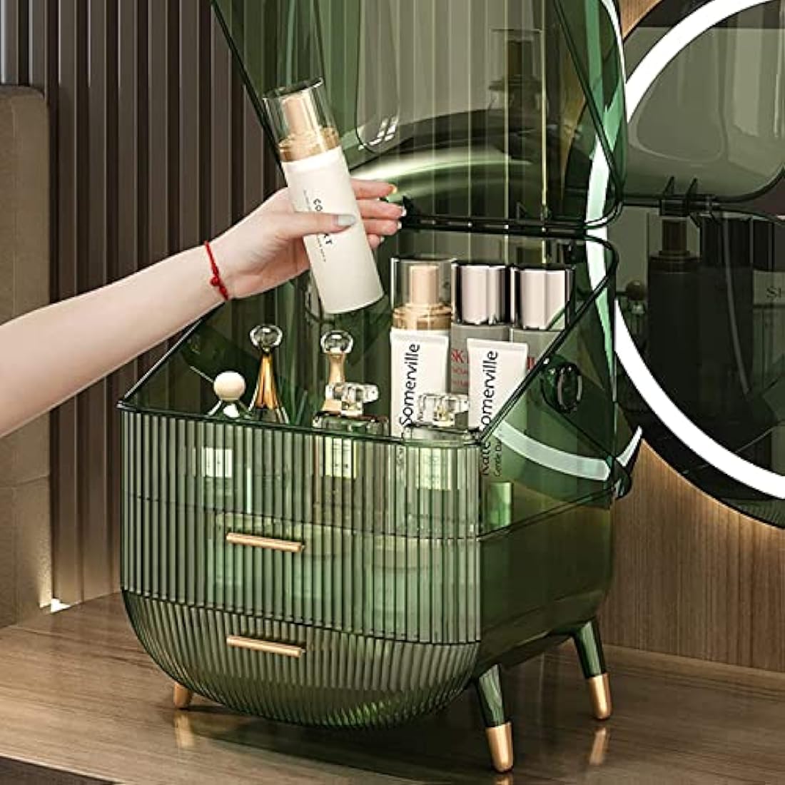 Jolof Store Makeup Organizer | 3-Layer Large Cosmetic Storage – Green