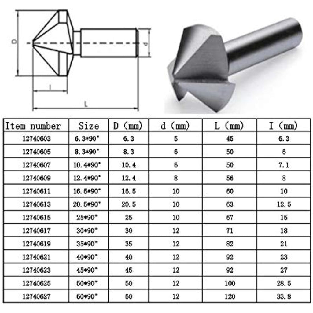 KATSU HSS 6542 Countersink Drill Bit | 90 Degree 3 Flute Chamfer Cutter