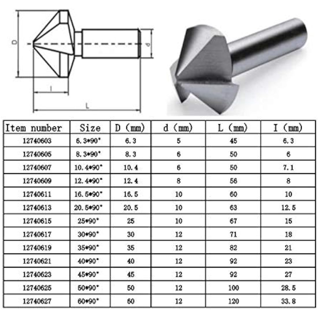 KATSU HSS 6542 Countersink Drill Bit | 90 Degree 3 Flute Chamfer Cutter