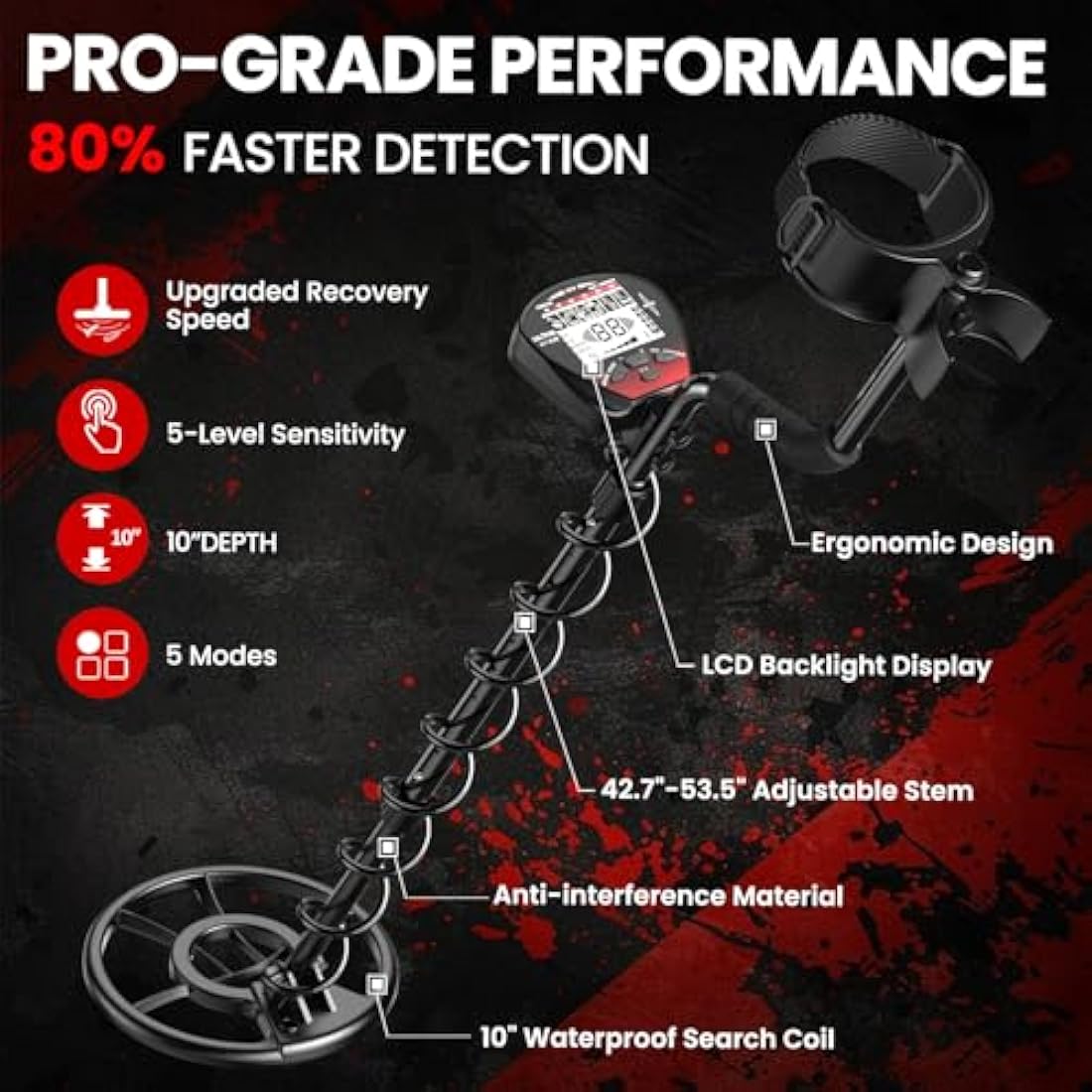 DR.ÖTEK Metal Detector for Adults – IP68 Waterproof with LCD Display