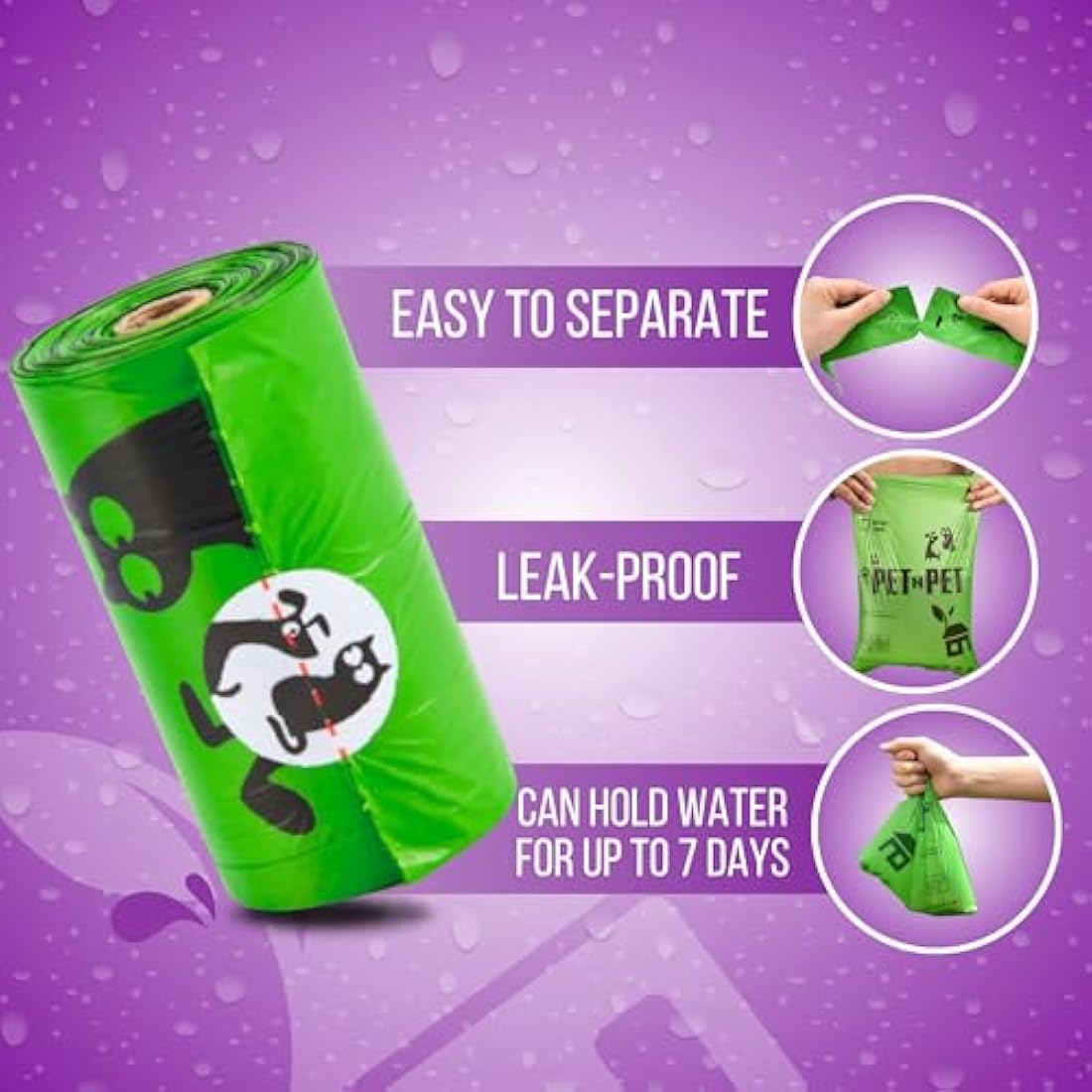 PET N PET Dog Poop Bags | 1080 Count Biobased Leak-Proof Lavender Scent