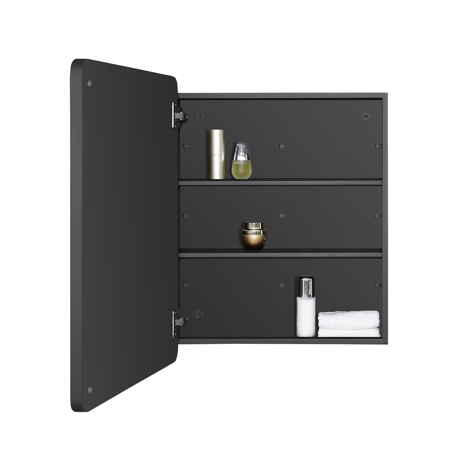 Fundin Steel Bathroom Mirror Cabinet | Matte Black Wall Mount – 50x65cm
