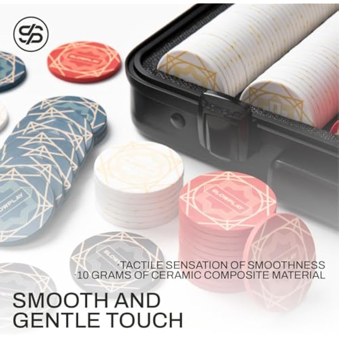 SLOWPLAY Nash Ceramic Poker Chips Set | 300 Blank Chips with Case