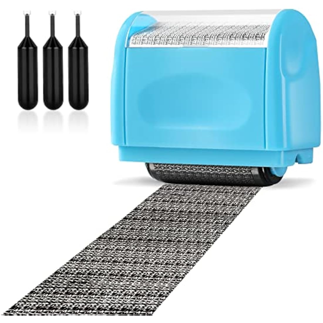 Lindastas Identity Theft Protection Roller Stamp with 3-Pack Refills - Blue