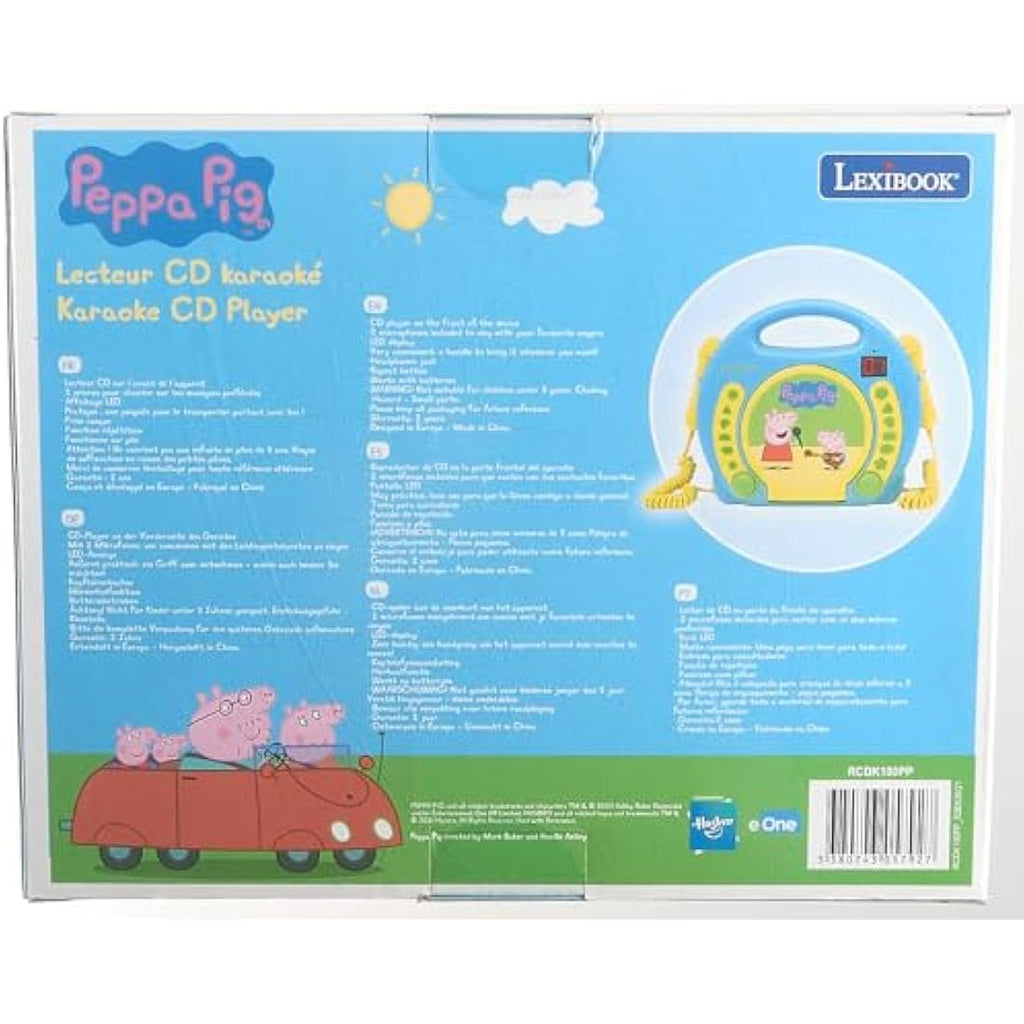 Lexibook Peppa Pig Portable CD Player with 2 Microphones – Blue/Yellow