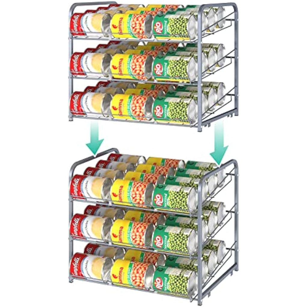 Stackable Can Rack Organizer | 2-Pack Metal Pantry Storage