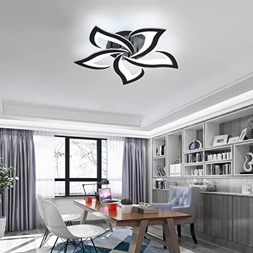 Comely Modern Flower LED Ceiling Light | 60W Petal Chandelier - Black