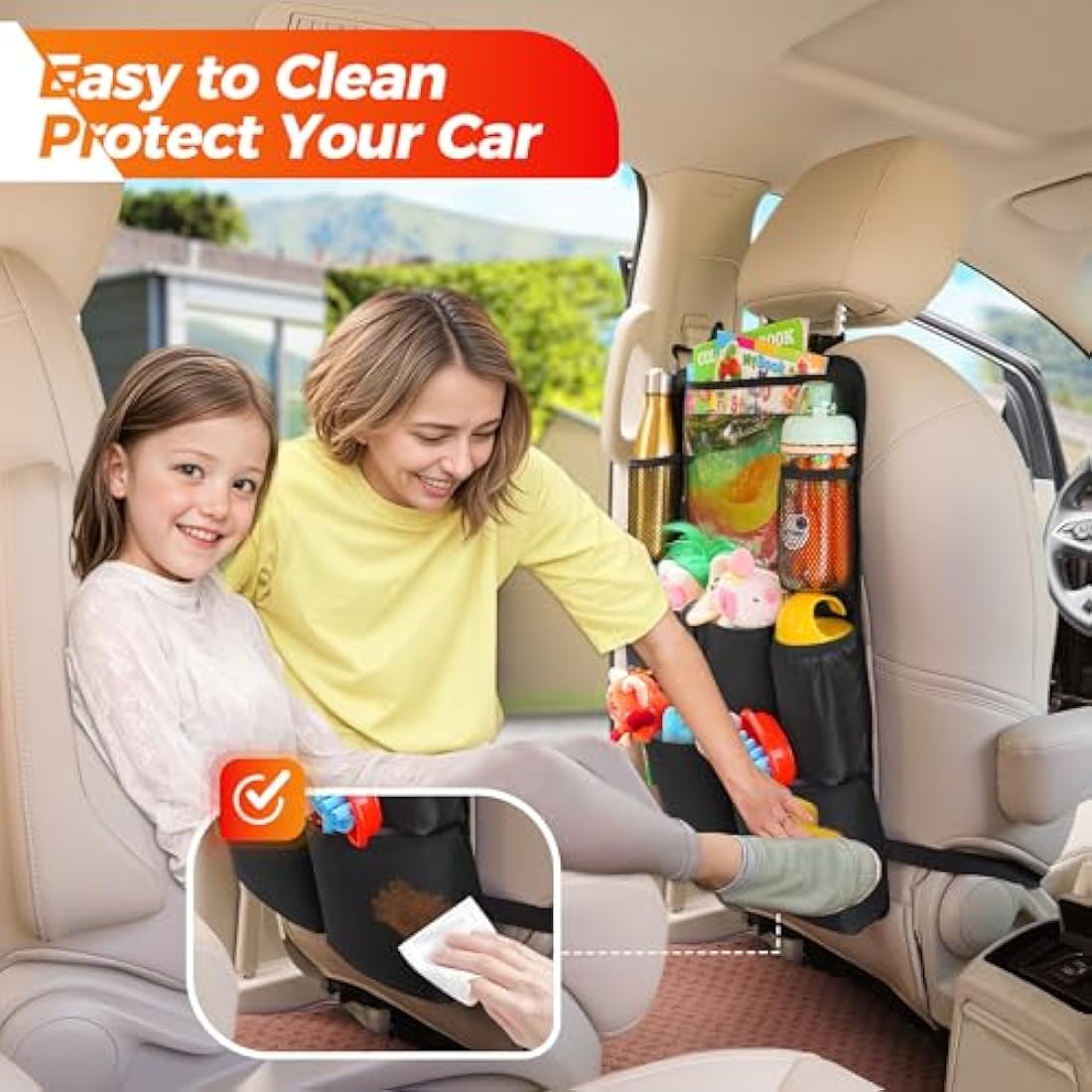 SURDOCA Car Seat Organiser | 11-inch Tablet Holder & Kick Mat