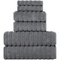 BERIBO 6-Piece Turkish Cotton Bath Towel Set - 620 GSM Plush Grey