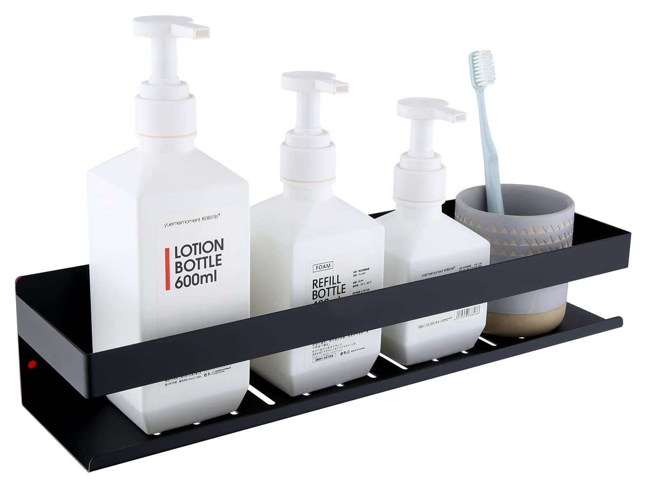 HomeHeng 40cm Matte Black Shower Caddy | SUS304 Stainless Steel Shelf