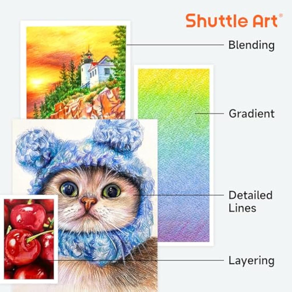 Shuttle Art 174 Professional Colouring Pencils Set with Sketch Pad
