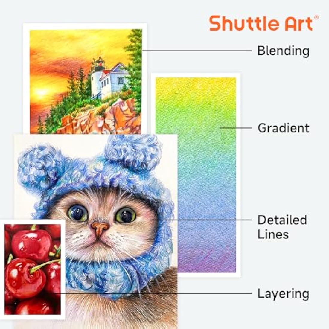 Shuttle Art 174 Professional Colouring Pencils Set with Sketch Pad