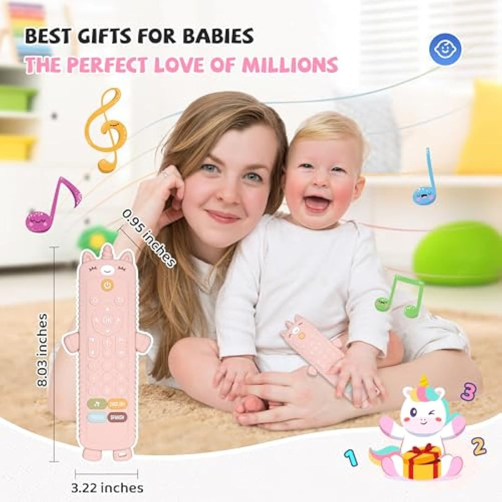 Jolof Store Unicorn Baby Remote Toy – Musical Teether for Girls 6-18 Months