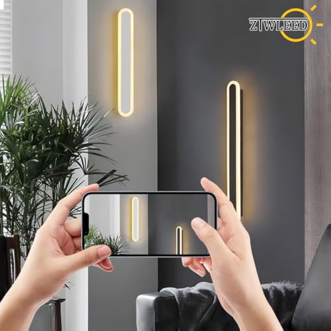 ZTWLEED 120CM LED Wall Light | 44W Tricolor Modern Interior Sconce - Black