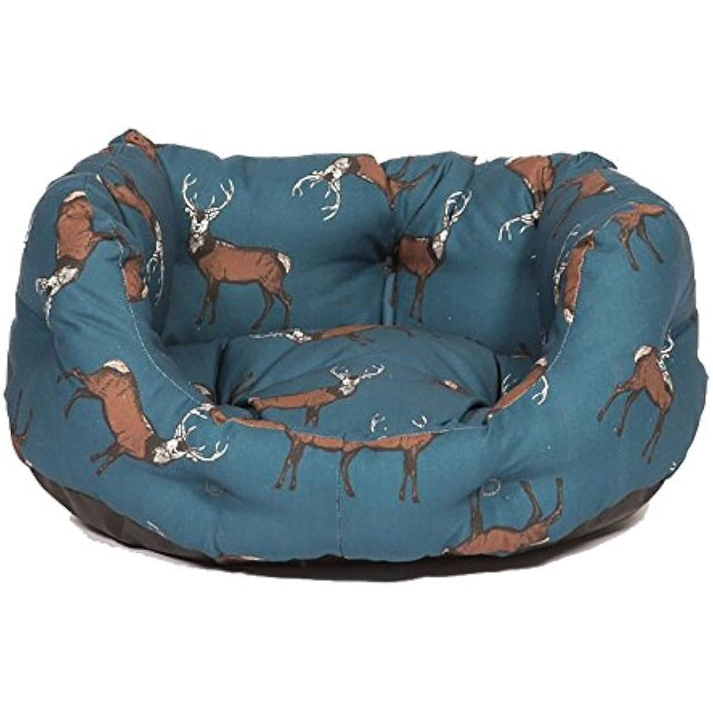 Danish Design Woodland Stag Dog Slumber Bed | Teal Cotton 35"