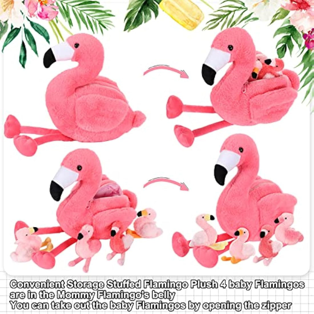 Jolof Store Flamingo Stuffed Animal Set – 18 Inch Mommy with 4 Babies