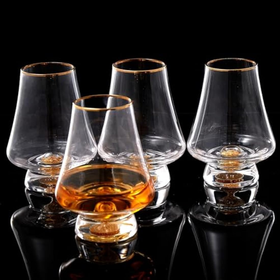 DUJUST Crystal Snifter Glass Set of 4 - 24K Gold Leaf Luxury Brandy Glasses