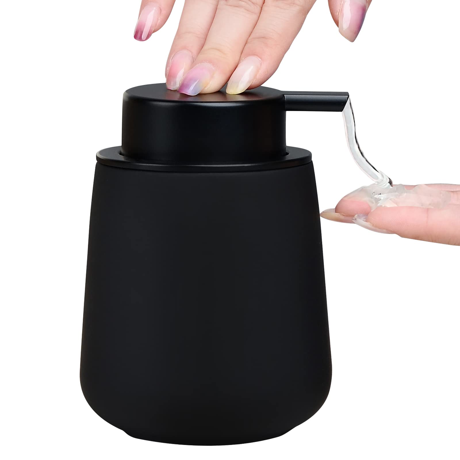 BosilunLife Ceramic Soap Dispenser – 12oz Refillable Black Lotion Pump