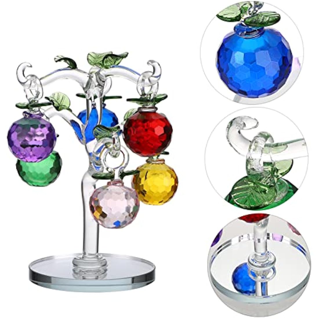 Crystal Glass Apple Tree – Feng Shui Table Decor with 6 Apples