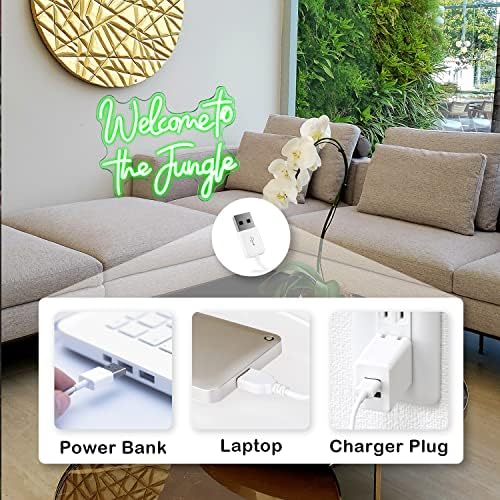 Looklight Welcome to the Jungle Neon Sign – Green LED Wall Decor for Home