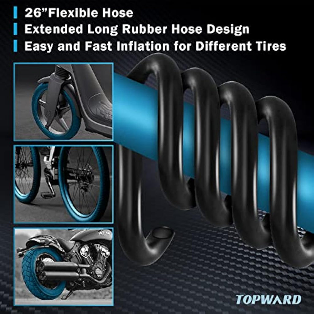 Topward Portable Bike Pump | Mini Floor Pump for Presta & Schrader