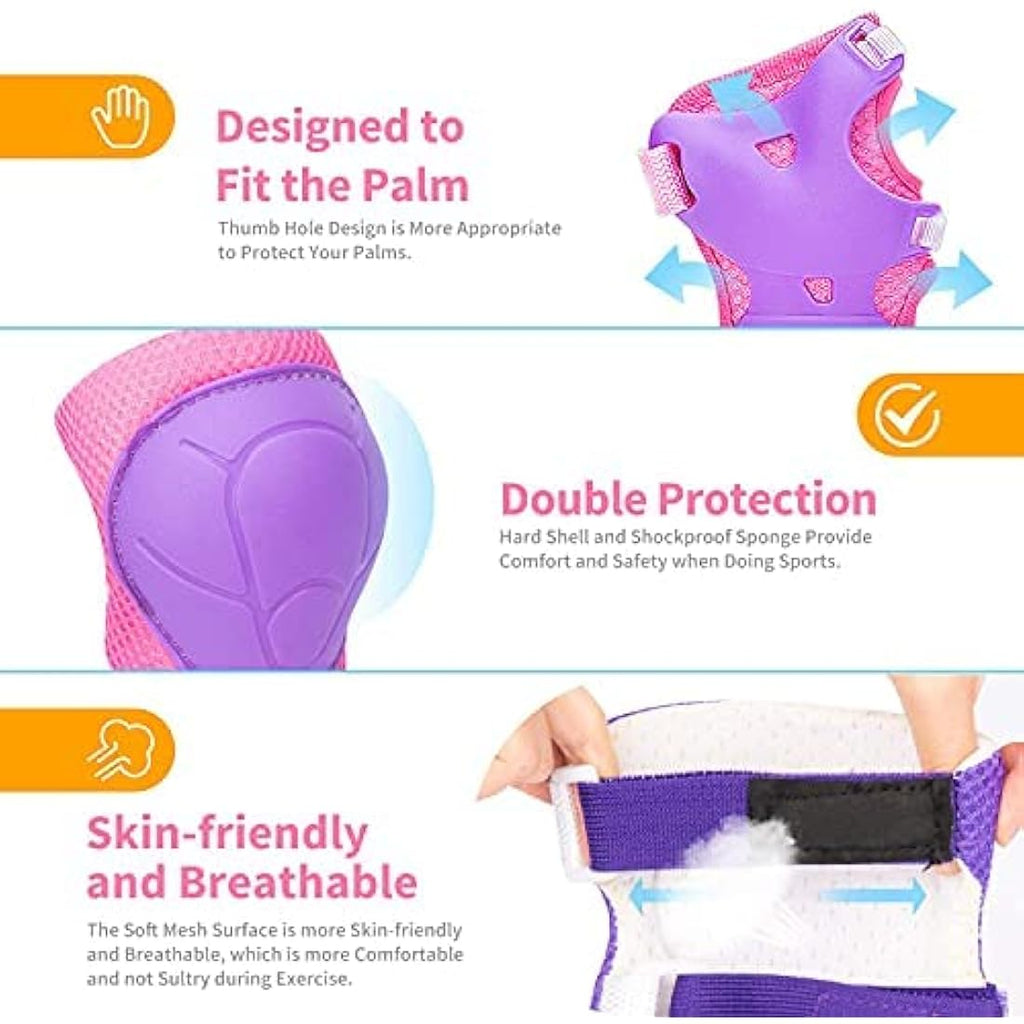 RUNDONG Kids Protective Gear Set – Knee, Elbow & Wrist Pads for Skating