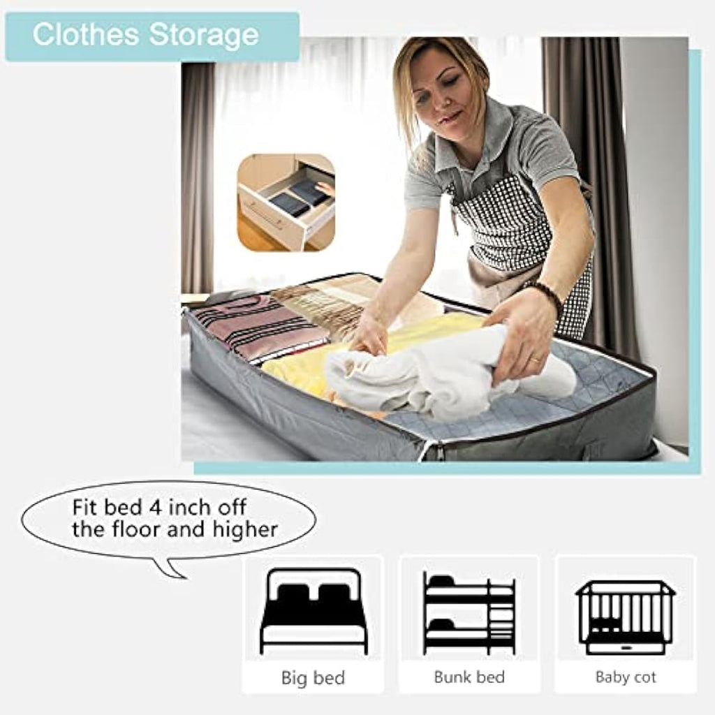Underbed Storage Boxes with Lids – 100L 4-Pack for Bedding