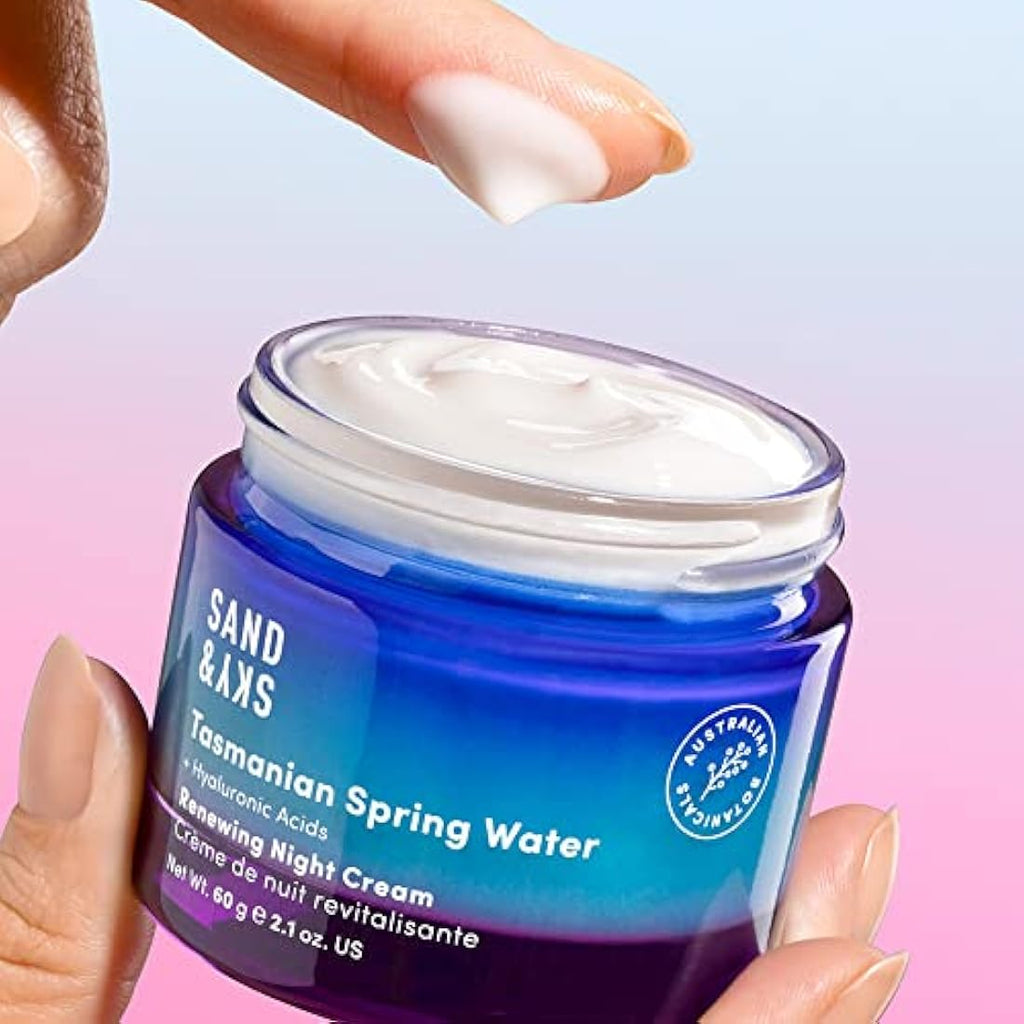 Sand & Sky Tasmanian Spring Water Night Cream | Hyaluronic Acid & Collagen