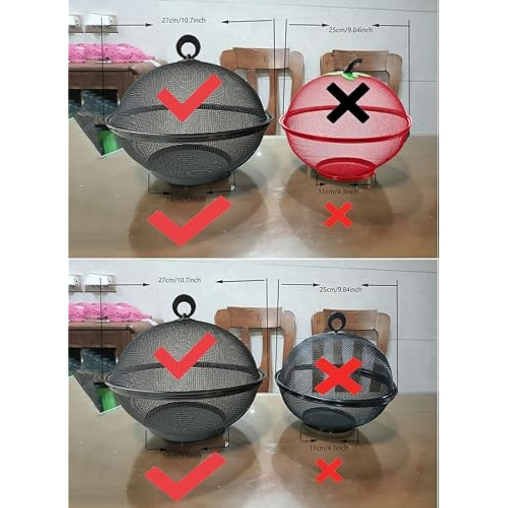 Jolof Store Mesh Fruit Basket with Lid – 4 Piece Wire Bowl Food Cover Set