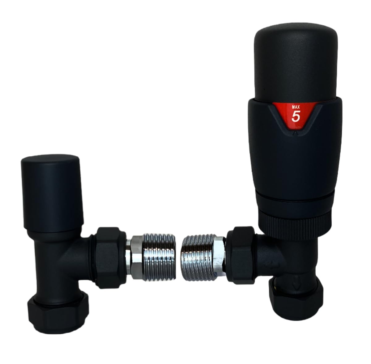 Jolof Store Oslo Black Angled Thermostatic Radiator & Towel Rail Valves