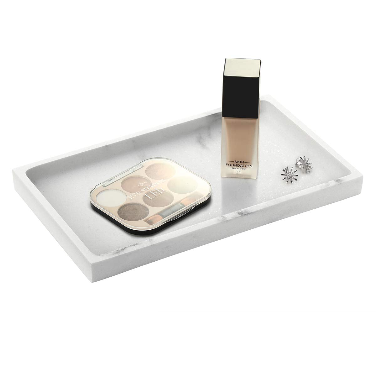 Emibele Resin Vanity Tray – Marble Pattern Jewelry & Cosmetic Organizer