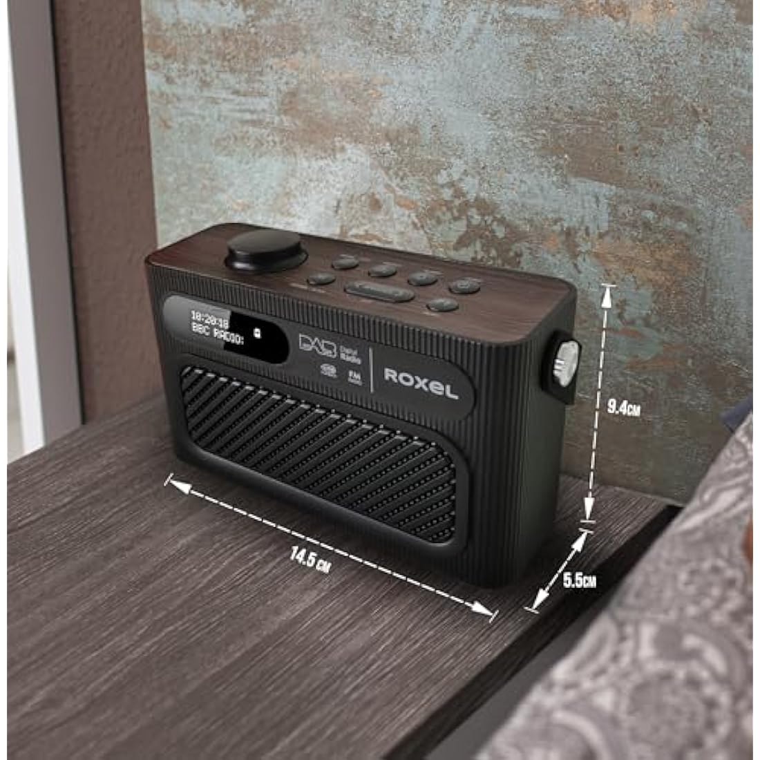 Roxel RDR-40 Portable DAB/DAB+ Digital FM Radio & Wireless Speaker - Black