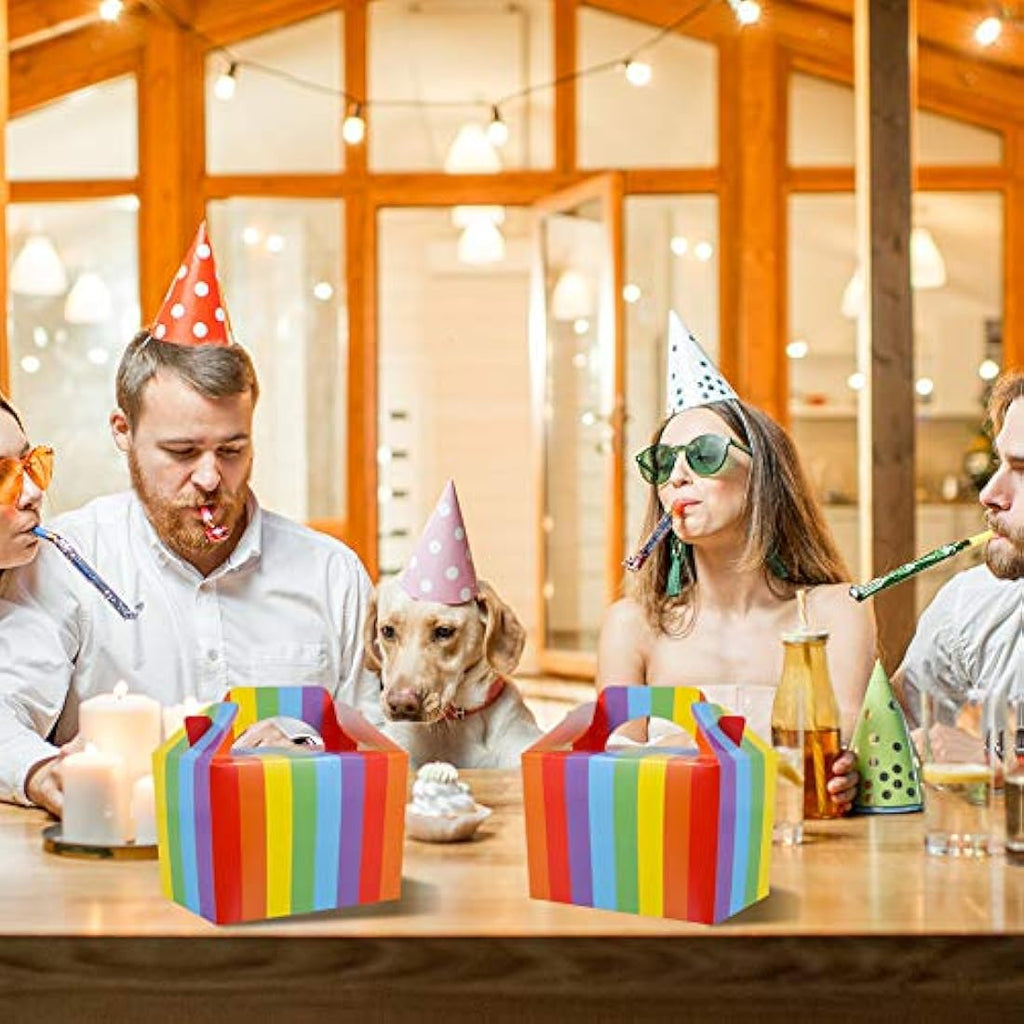 Rainbow Party Favor Boxes - 20 Pack Biodegradable Paper