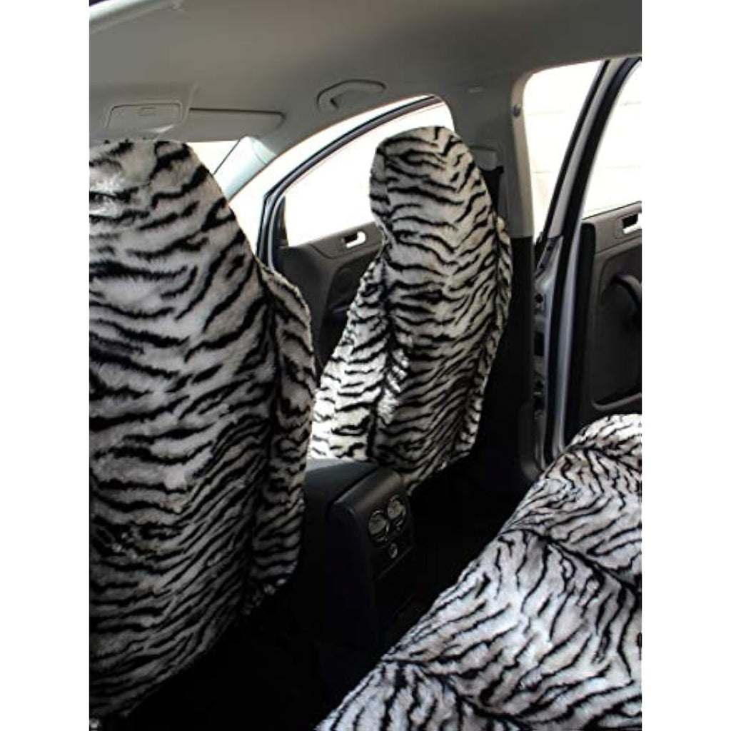 Grey Tiger Print Faux Fur Car Seat Covers – Universal Fit