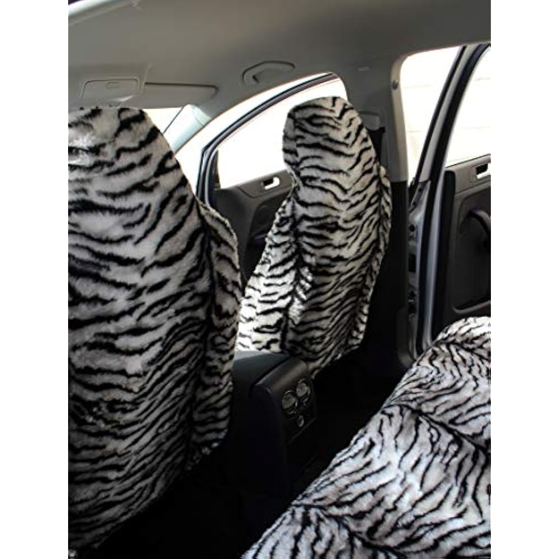 Grey Tiger Print Faux Fur Car Seat Covers – Universal Fit